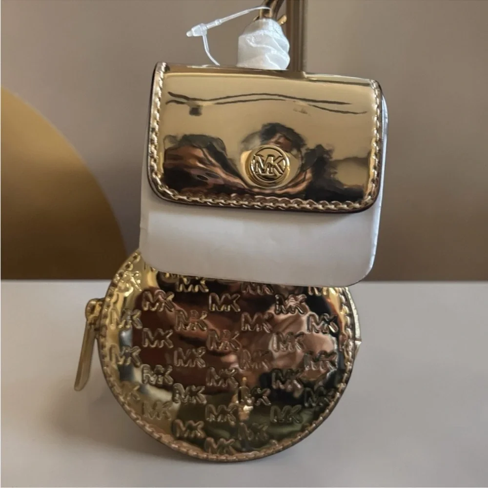 Michael Kors Metallic Gold MK Embossed Crossbody with Coin Pouch - Picture 2 of 4